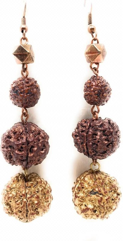 Rudraksha Earrings Beads Copper Tassel Earring