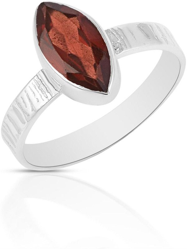 Natural Garnet January Birthstone 925 Sterling Silver Minimalist Designer Ring For Girls Silver Garnet Silver Plated Ring