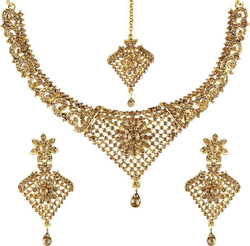 Brass, Stone, Copper Gold-plated Gold, Bronze Jewel Set  (Pack of 1)