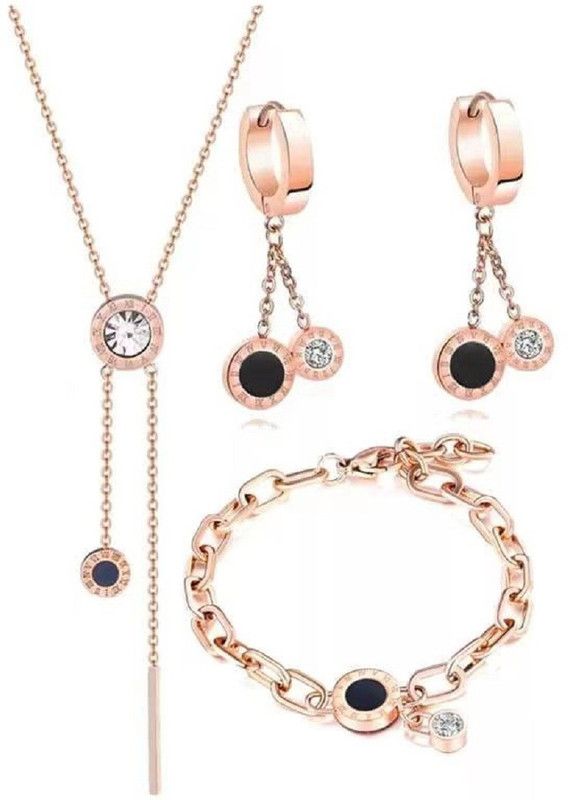 Copper Gold-plated Rose Gold, Black, White Jewel Set  (Pack of 1)