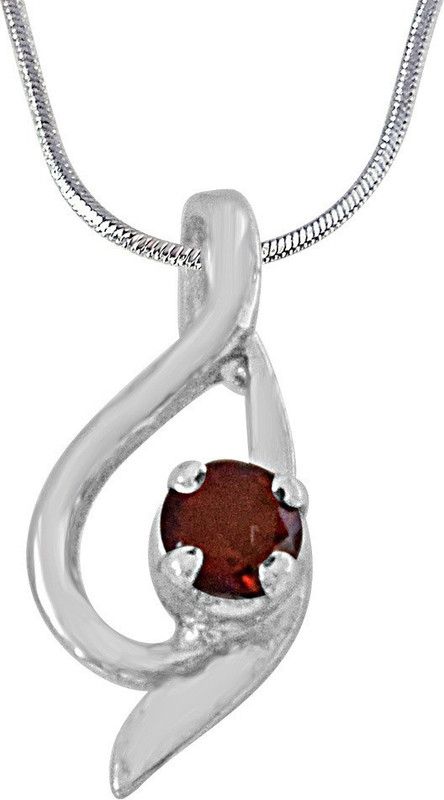 Cuddle Me - Elegant Red Garnet & 925 Sterling Silver Pendant with 18 IN Chain (SDP455) Sterling Silver Garnet Sterling Silver Pendant