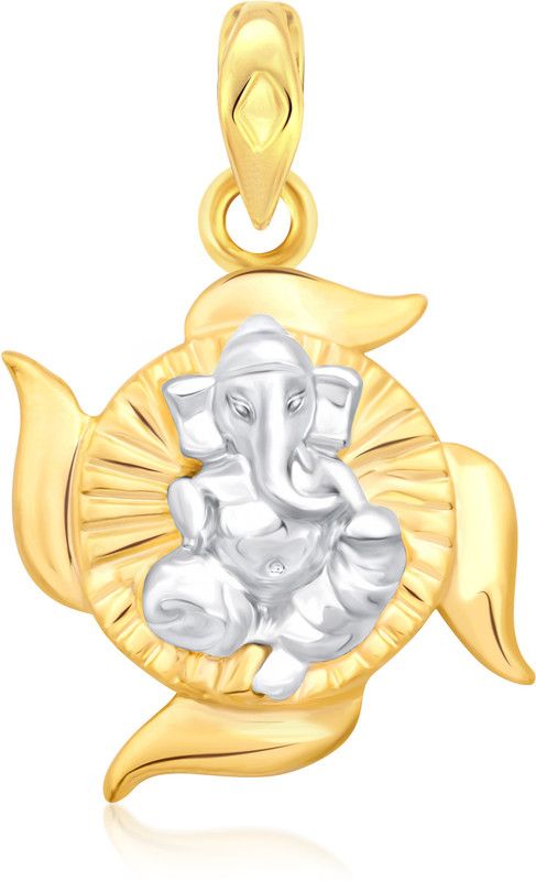 Ganesha on Swastik Gold and Rhodium Plated Pendant [CJ1011PG] Gold-plated Cubic Zirconia Alloy Pendant