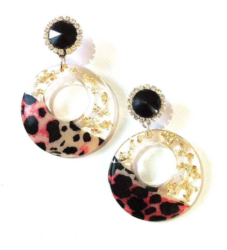 Cheeta pattern earrings with diamond studs for party look Alloy Drops & Danglers