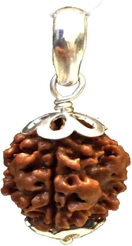Three Mukhi Rudraksha Silver Pendant Silver Wood Pendant