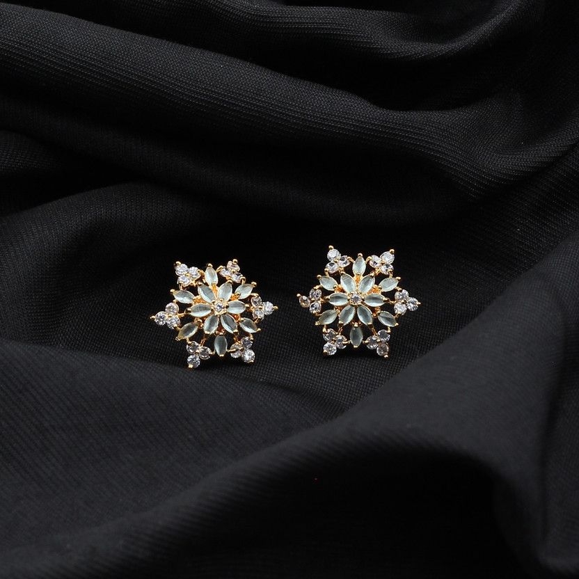 Premium star White ad earring Cubic Zirconia Brass Stud Earring