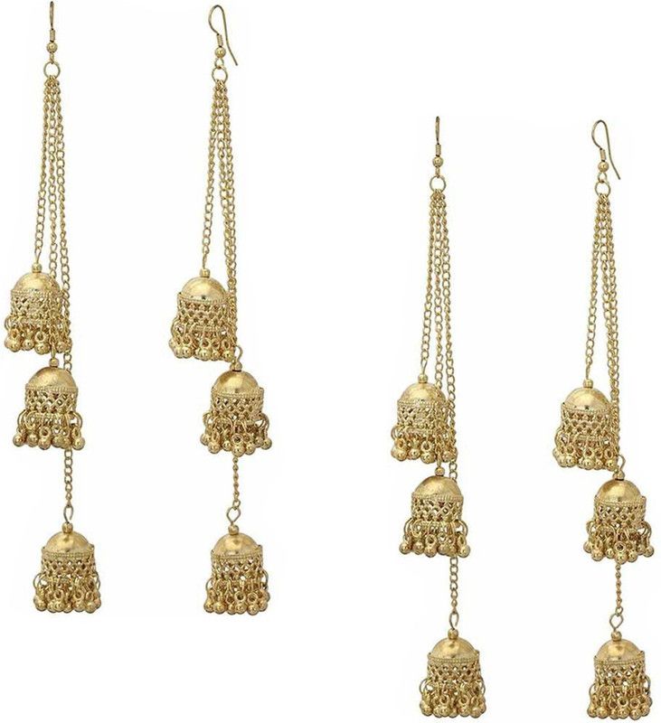 AVR Jewels Designer Pack of 2 Traditional Stylish Golden Layered Jhumki Earrings Brass Earring Set
