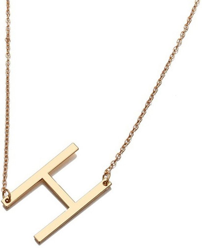 Unisex Golden Initials H English Letter Alphabets Necklace Alloy Necklace