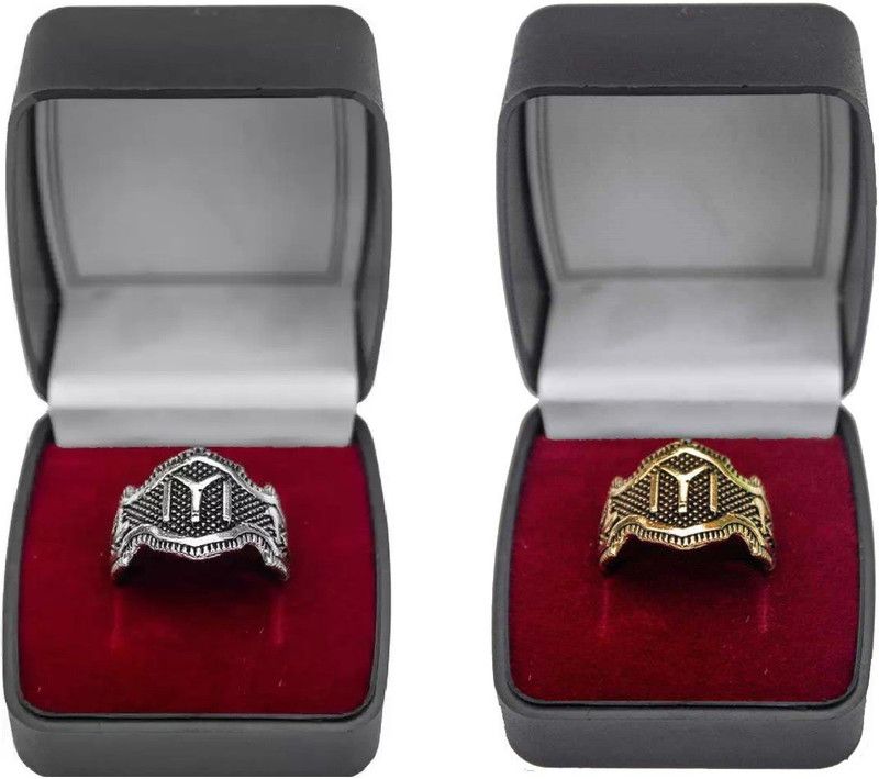 Ertugrul Gazi Ring For Boy Men kayi Qabila Ring IYI Ring Gold Plated Ring Dirilis Ertugrul Ghazi Ring For Men's & Boy's kayi Qabila Thumb Ring Metal Silver Plated Ring ( 2 Rings Combo) Stainless Steel Silver Plated Ring