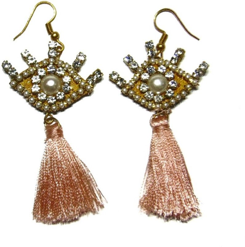 TASSEL-CREME Stone Tassel Earring
