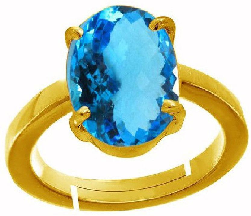 Blue Topaz Stone Ring, Adjustable Ring for Women Copper Topaz Copper Plated Ring