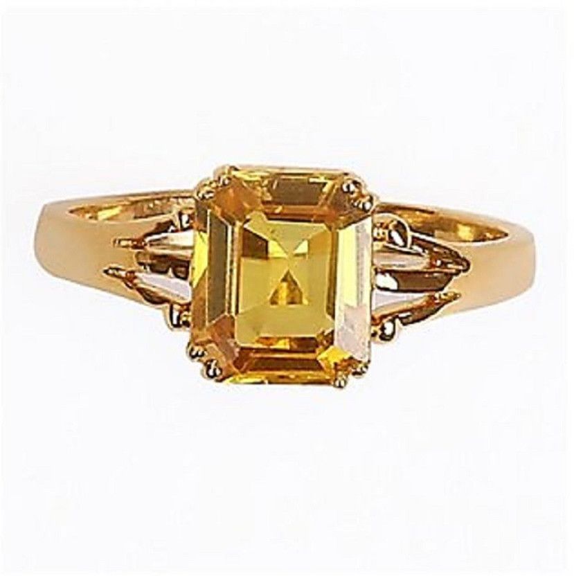 Ratan Bazaar Original Yellow Yellow Sapphire Ring Copper Sapphire Gold Plated Ring