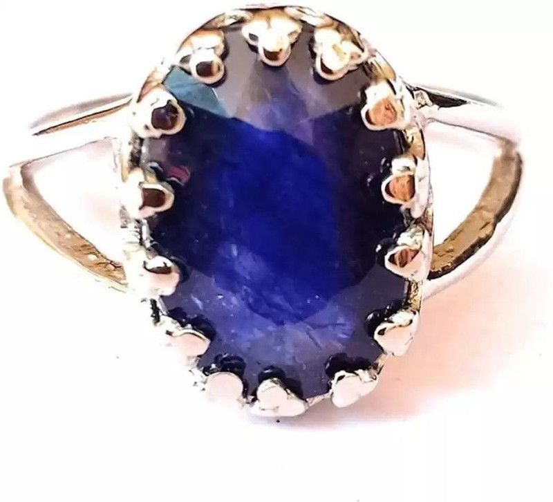 Exclusive Blue sapphire neelam Gemstone Wtt 8.25 Ratti ring For Girls and Women Brass Sapphire Silver Plated Ring