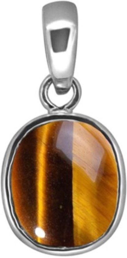 Tiger Eye Gemstone Weight 11.25 Ratti Panch Dhatu Silver Coated Pendant for Men and Women with Lab Certificate Silver Quartz Metal