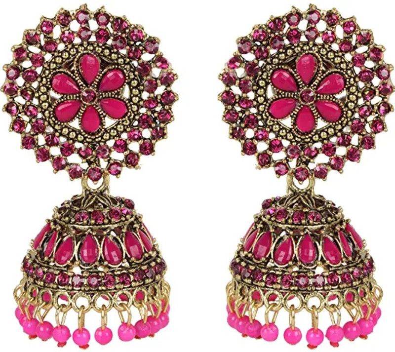 Dezirehub mehroom party wear and wedding fashionable jhumka for women and girls Pearl Alloy Jhumki Earring
