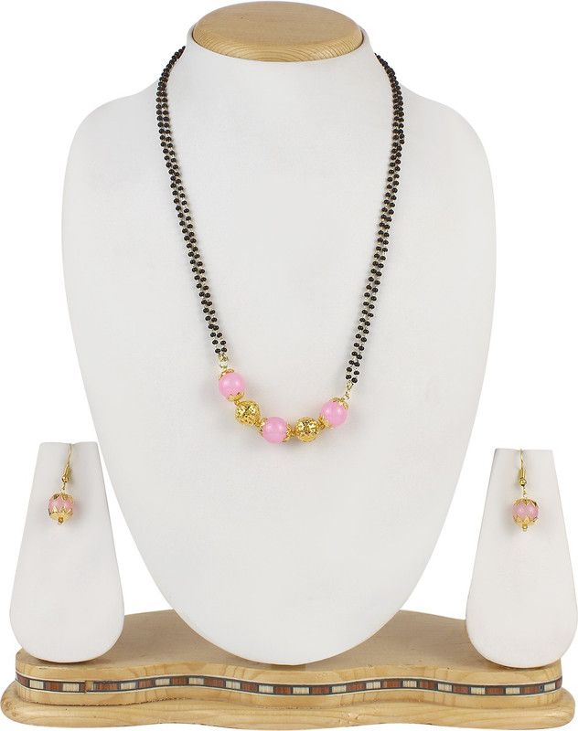 Alloy Pink, Gold, Black Jewel Set  (Pack of 1)