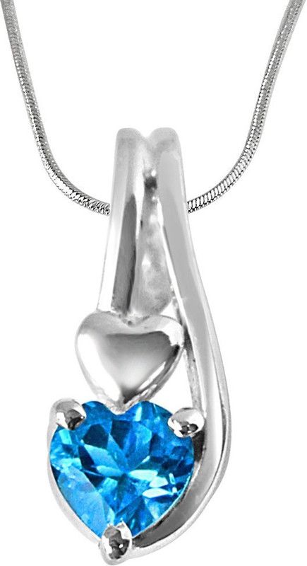 Ocean Wonders Heart Shaped Blue Topaz Set in 925 Sterling Silver Pendant with 18 IN Chain (SDP301) Sterling Silver Topaz Sterling Silver Pendant