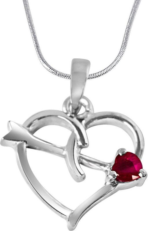 Forever Young Red Ruby & 925 Sterling Silver Pendant with 18 IN Chain (SDP325) Sterling Silver Ruby Sterling Silver Pendant