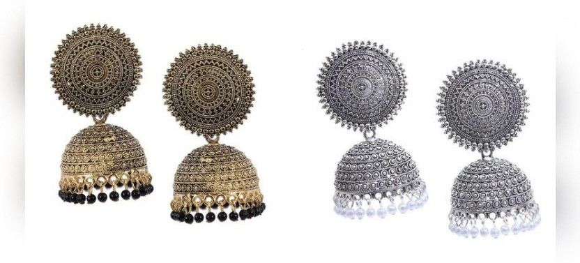 Elite Design Kundan Jhumki Earrings Combo Pack of 2 Different Colors Alloy Jhumki Earring