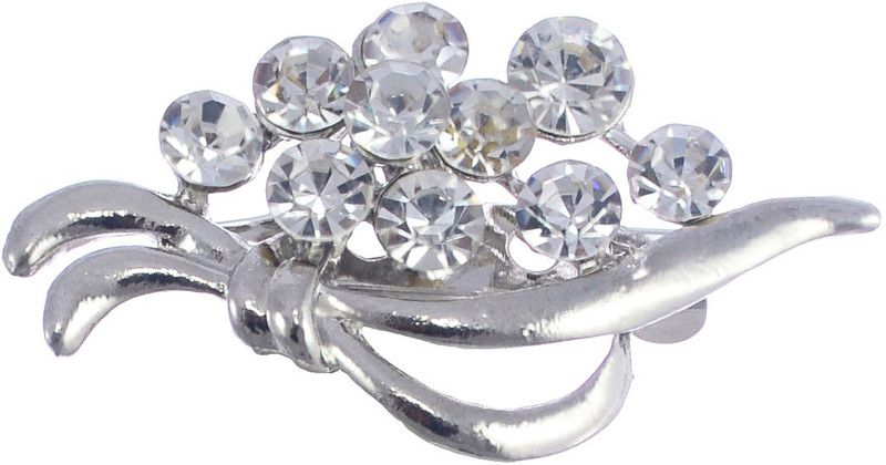 One Personal Care Diamond Studded Abstract Inspired Unisex Pins for Stole, Abaya, Scarf, Saree & Blazer Lapel Brooch  (Silver)