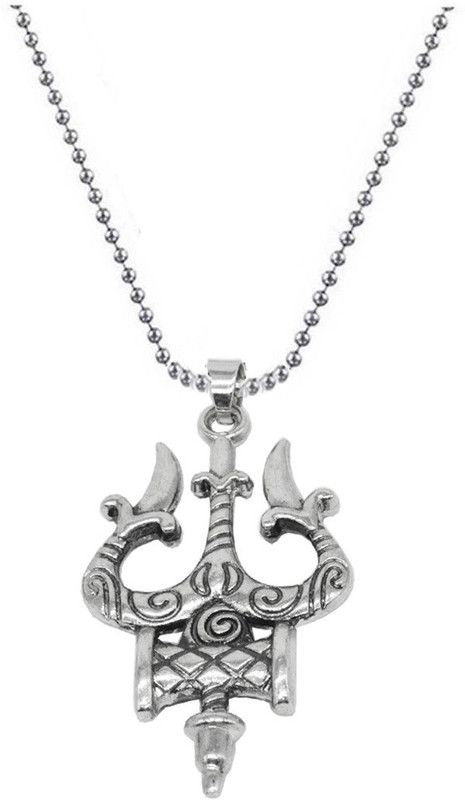 Religious Jewelry Shiva Trishul Damaru Locket With Chain Sterling Silver Stainless Steel Pendant
