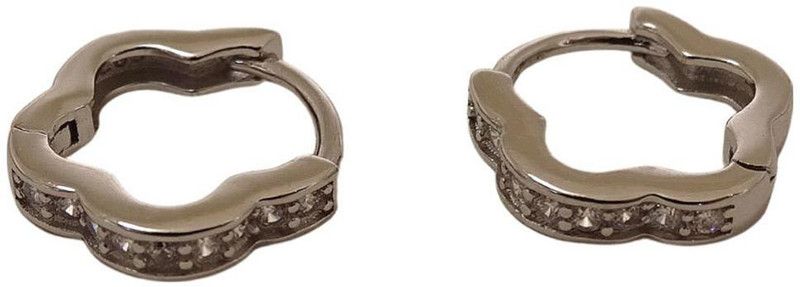 Exclusive Designer Shape Bali Clip on Earrings pair With White Swarovski Zirconia for Girls, Babies or Women Swarovski Zirconia Sterling Silver Clip-on Earring