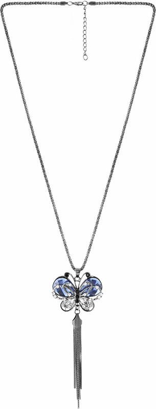 Western Stylish Collection Pearl Crystal Long Chain Pendant Crystal Alloy Necklace