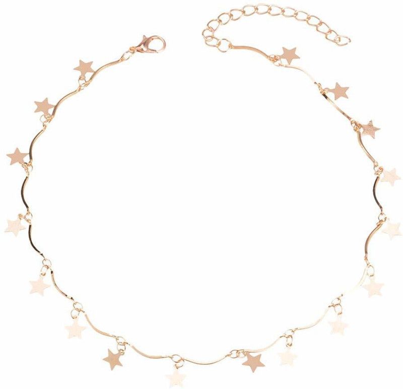 iny star choker necklace for girls and women Gold-plated Plated Alloy Chain