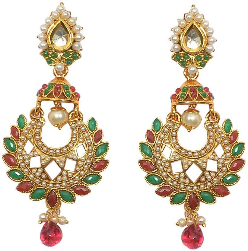 Exclusive designer Pearl Polki & Color Stone Metal Drops & Danglers