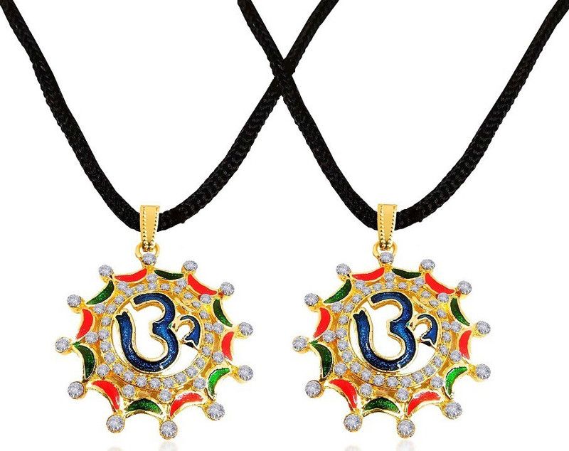 Set Of 2 Umbrella Design Om Chand Symbol Shiva Mahadev Locket Pendant With Dori Stainless Steel Pendant