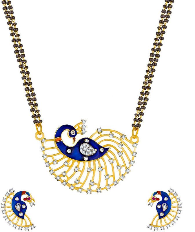 Alloy Gold-plated Blue, White, Black Jewel Set  (Pack of 1)