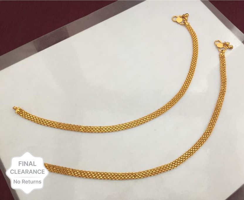 URVSSTORE Traditional Gold Plated Anklets Alloy Anklet  (Pack of 2)