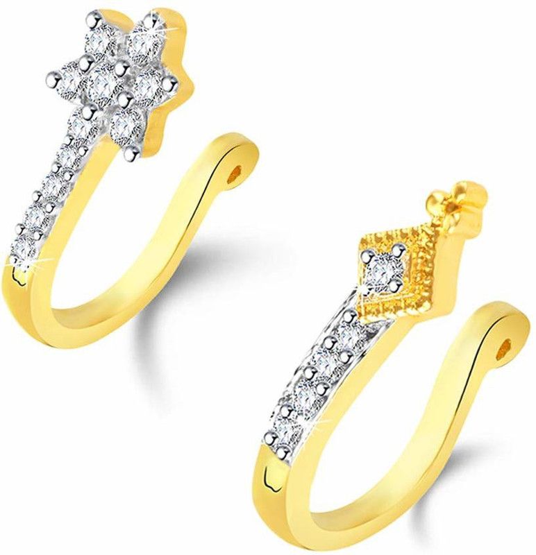 YELLOW CHIMES Crystal Gold-plated Plated Copper Nose Ring  (Pack of 2)