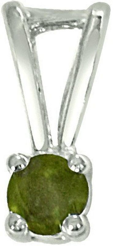 Pretty Prince Green Peridot & Sterling Silver Pendant with 18 IN Chain (SDP382) Rhodium Peridot Sterling Silver Pendant