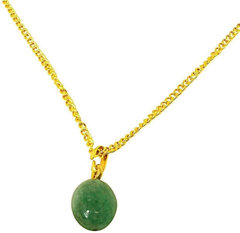 4.87 cts Real Natural Green Emerald Pendant for Girls with Gold Plated 22 in Chain (4.87cts EMR) Emerald Metal Pendant