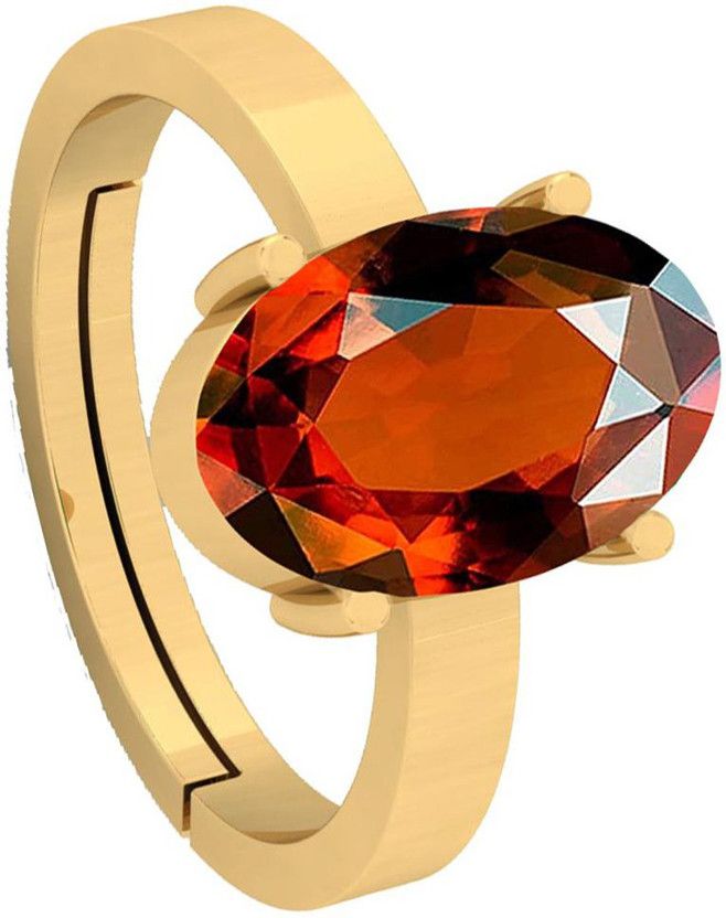 7.25 Ratti / 6.52 ct. Naturall Hessonite Gomed Gemstone German Silver Ring Brass Garnet Rhodium Plated Ring