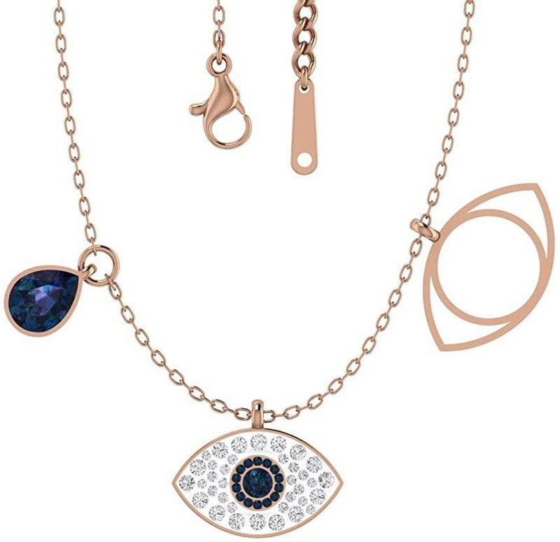 Evil Eye Necklace, Stainless Steel, Rose Gold Color, Free Size Stainless Steel Necklace