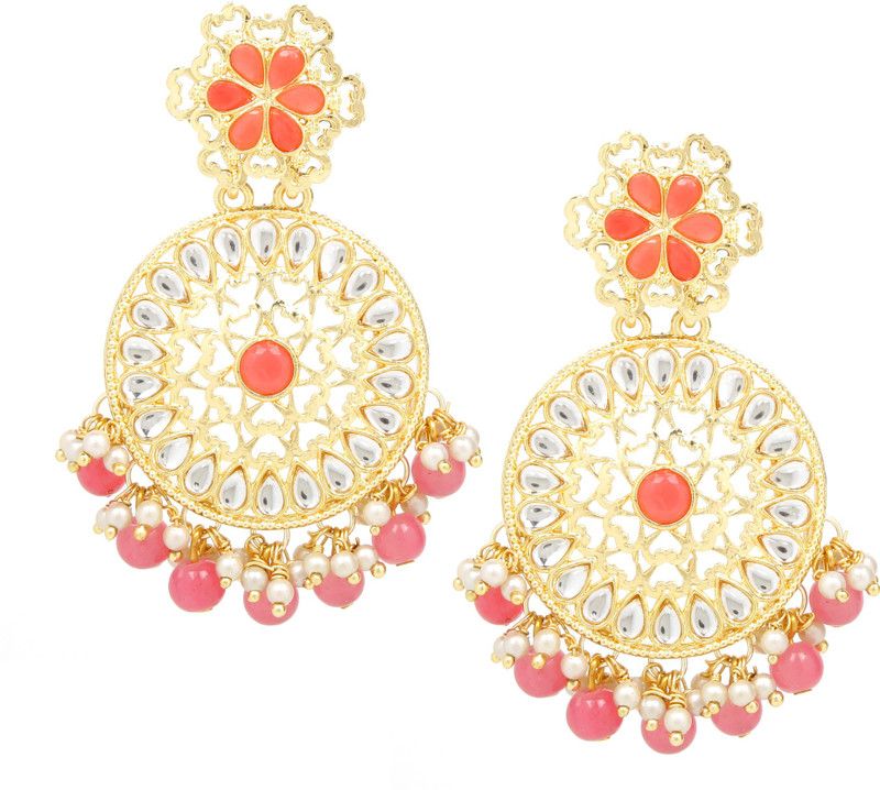 Antique Stylish Traditional Bridal wear Pink Earring for Women and Girls Alloy Jhumki Earring