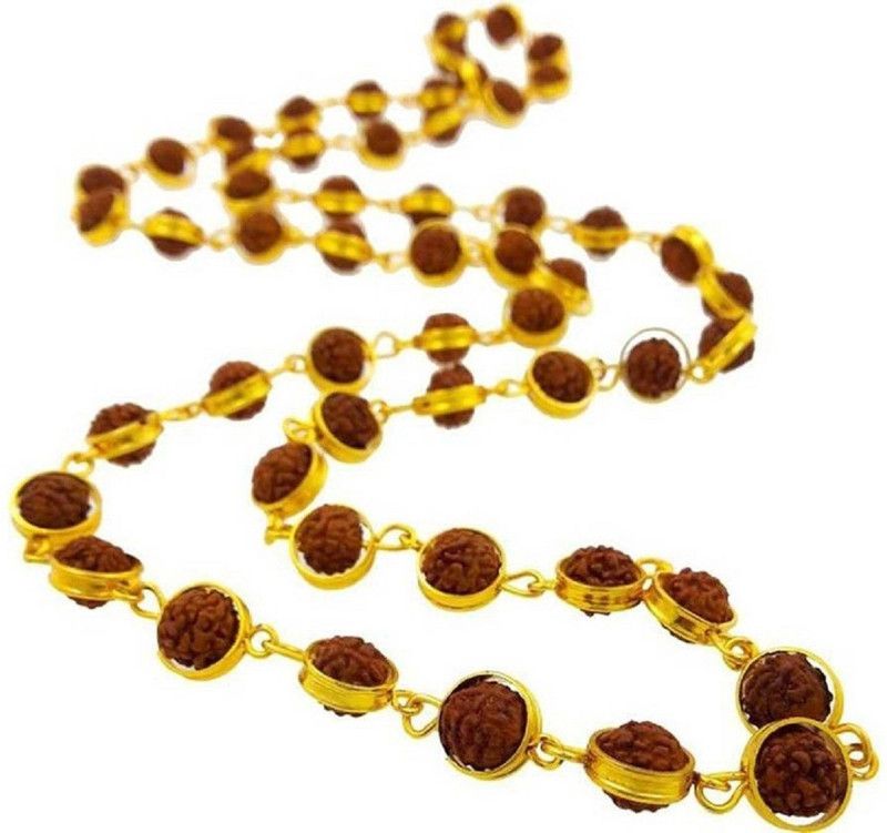 Natural Rudraksh mala 108 beads With locket for man , woman And boys Beads Gold-plated Plated Brass Chain