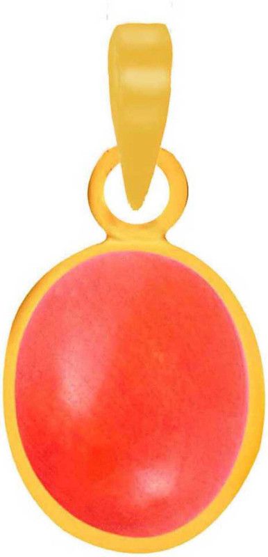 Natural Certified Coral (Moonga) 8.25 Ratti or 7.5 Carat for Male & Female Panchdhatu Pendent Gold-plated Alloy Pendant