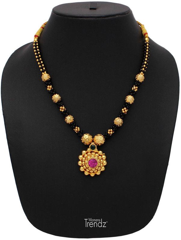 Jhondhala Poat Saaj Ghat Mangalsutra Crystal Gold-plated Plated Alloy Necklace