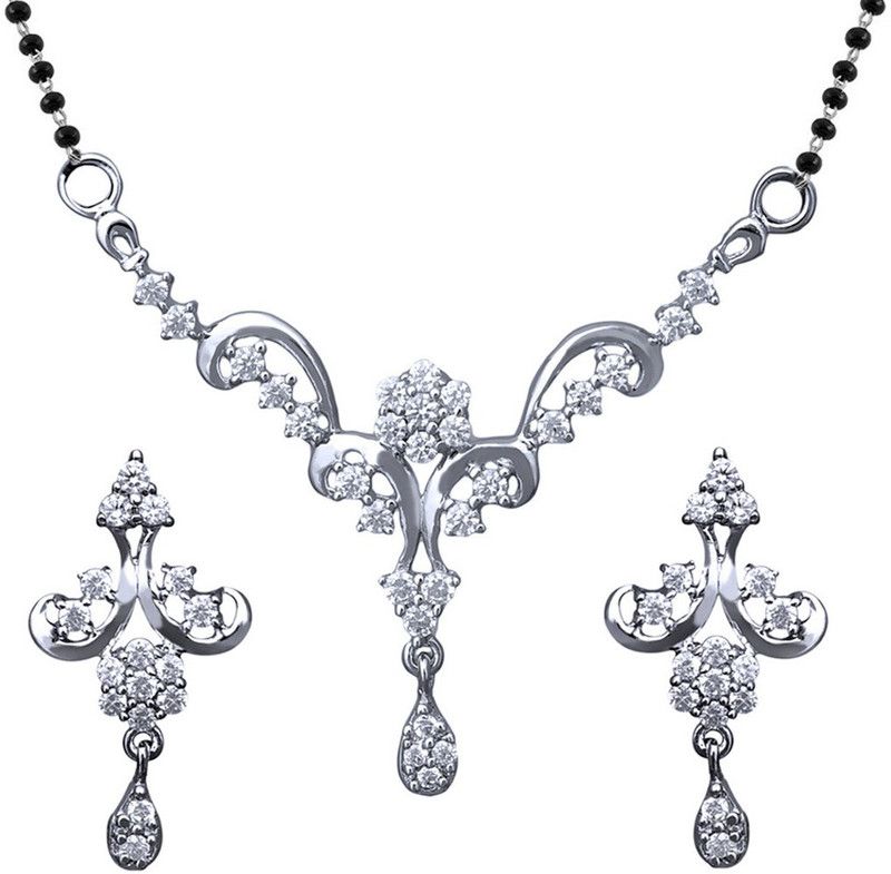 Sterling Silver Rhodium Platinum Jewel Set  (Pack of 1)