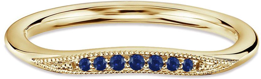 Milgrain Sapphire Curved Matching Band 14K Gold Finish Contour Wedding Band Sterling Silver Sapphire Gold Plated Ring