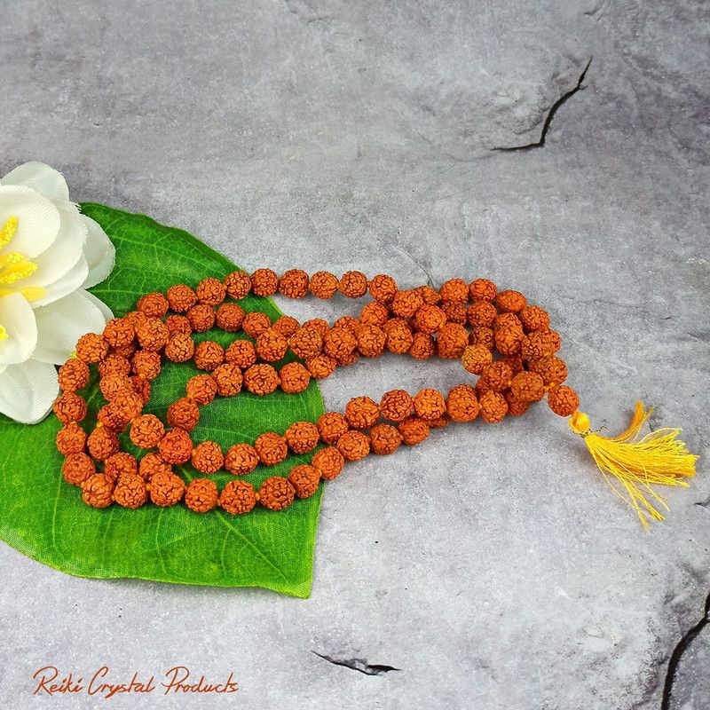 original Natural Rudraksh Mala 5 Mukhi Rudraksha Mala 108+1 Beads Mala 8mm Bead Jap Mala Necklace With Lab Certificate Crystal Necklace