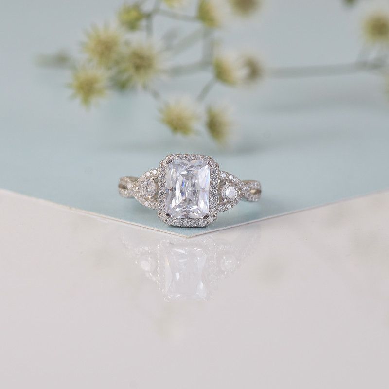 Pure 925 Sterling Silver AAA Grade American Diamond Ring| Sterling Silver Cubic Zirconia Rhodium Plated Ring