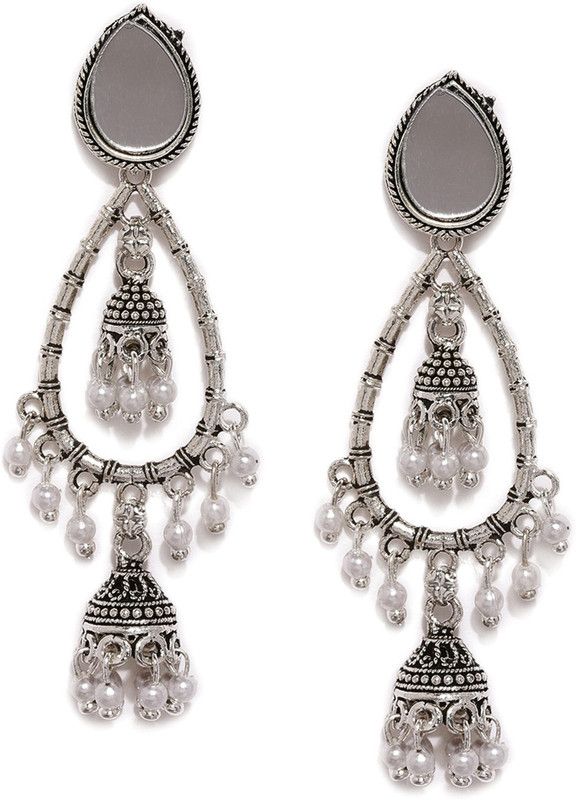 Resplendent Oxidised Plated Earring for Women Pearl Alloy Drops & Danglers