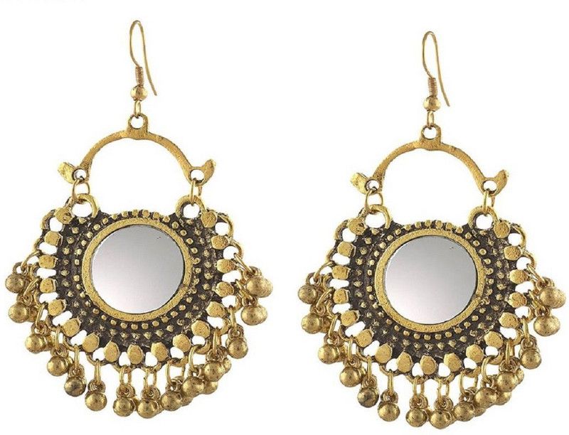 Afghani Mirror Chandbali Alloy Chandbali Earring