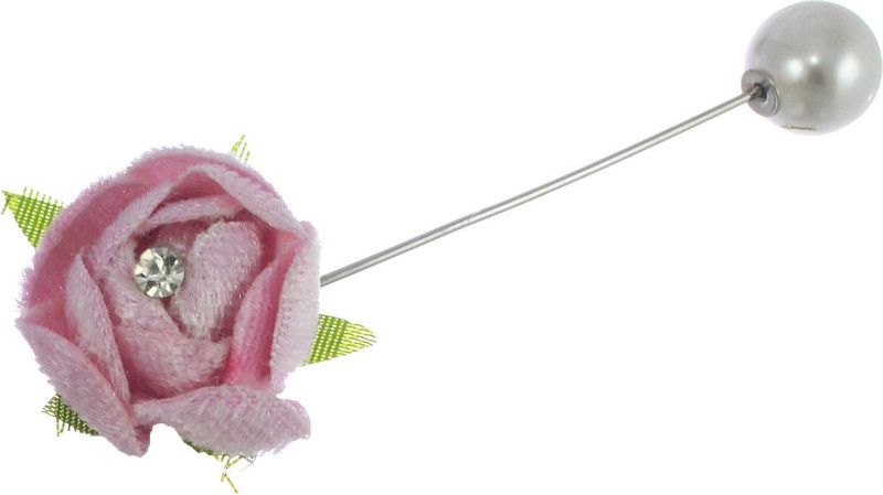 One Personal Care Pearl & Diamond Studded Blooming Flower Inspired Unisex Pins for Stole, Abaya, Burqa, Scarf, Blazer Lapel & Boutonniere Stud Brooch  (Silver, Pink)