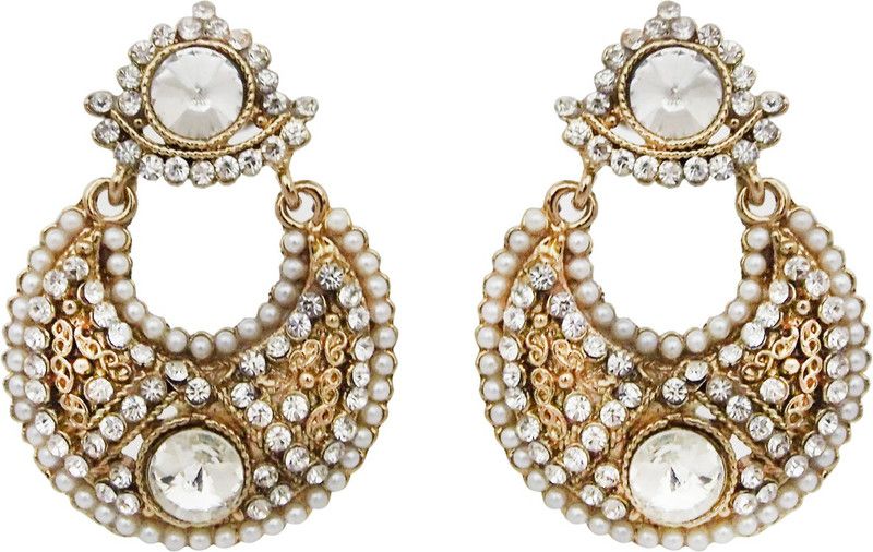 KE19R Zircon Alloy Chandbali Earring