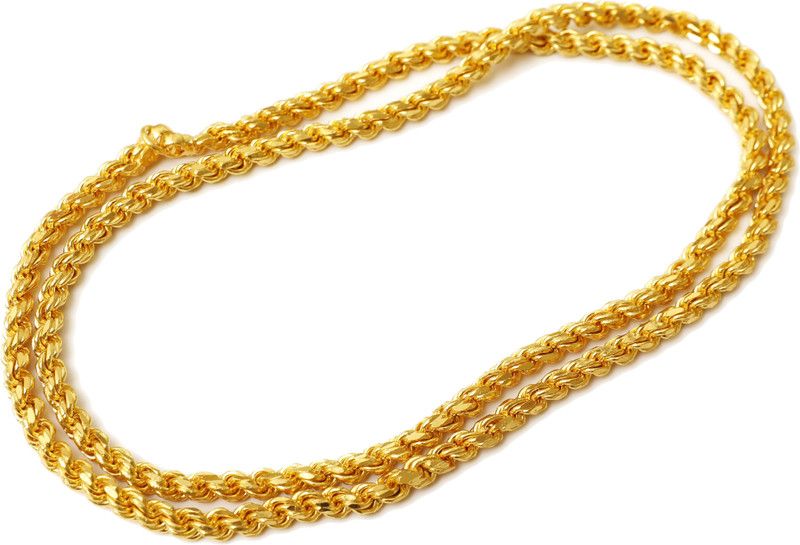 One gram gold plated traditional covering rope chain - 24 inches Gold-plated Plated Copper Chain