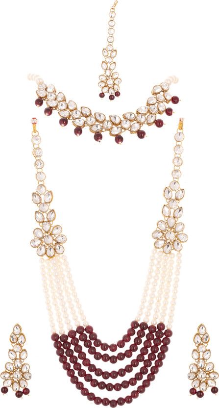Copper Copper Gold, Silver, Maroon Jewel Set  (Pack of 1)